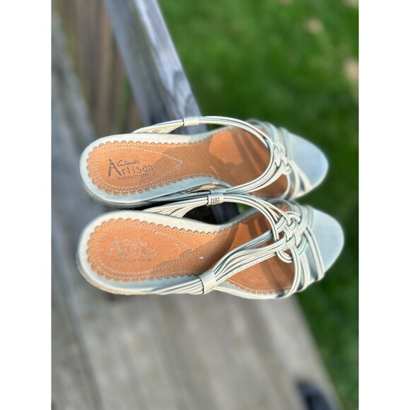 Clarks Artisan Wedge Sandals Heels Womens Size 9 M - Picture 2 of 10